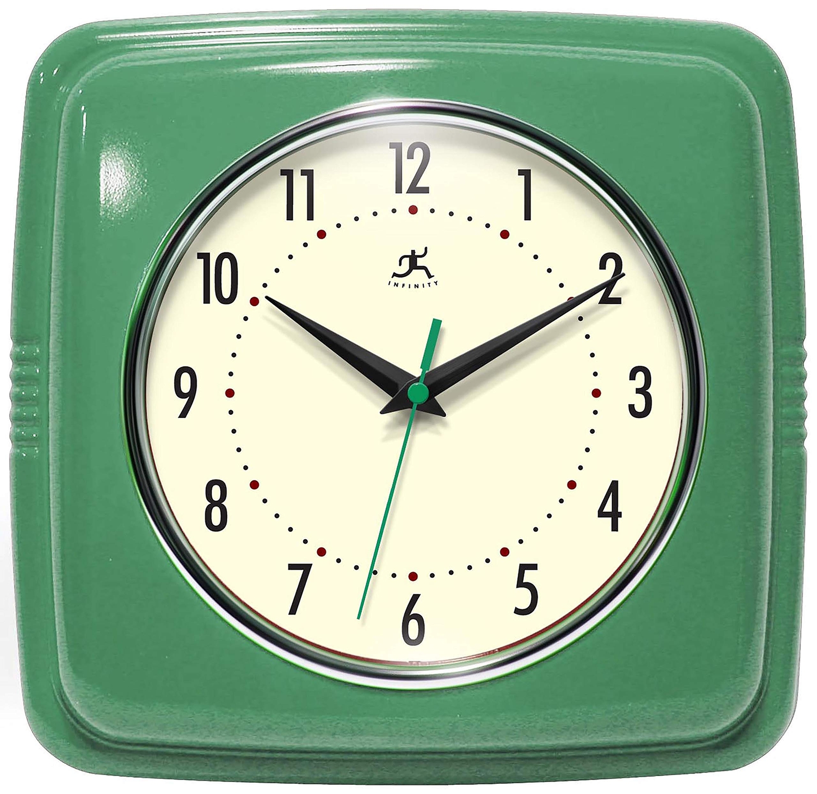 Square Silent Retro Wall Clock 9-Inch Mid Century Modern Kitchen Clock with ... gallery