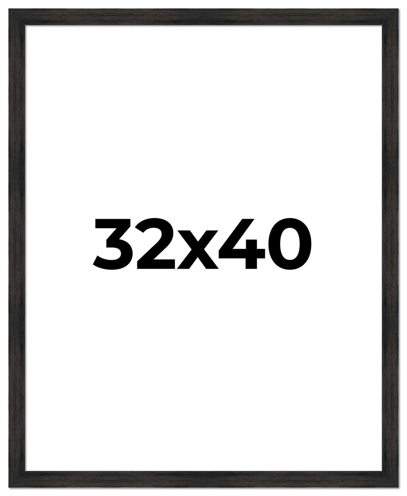 32x40 Frame Black Rustic Barnwood Solid Wood Picture Frame | 1.5 Inch Moulding W