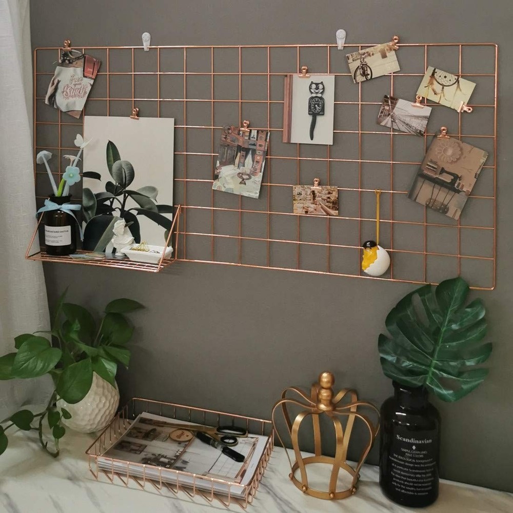 Multifunction Electroplated Bling Metal Mesh Grid Panel Wall Photo Artwork Di...