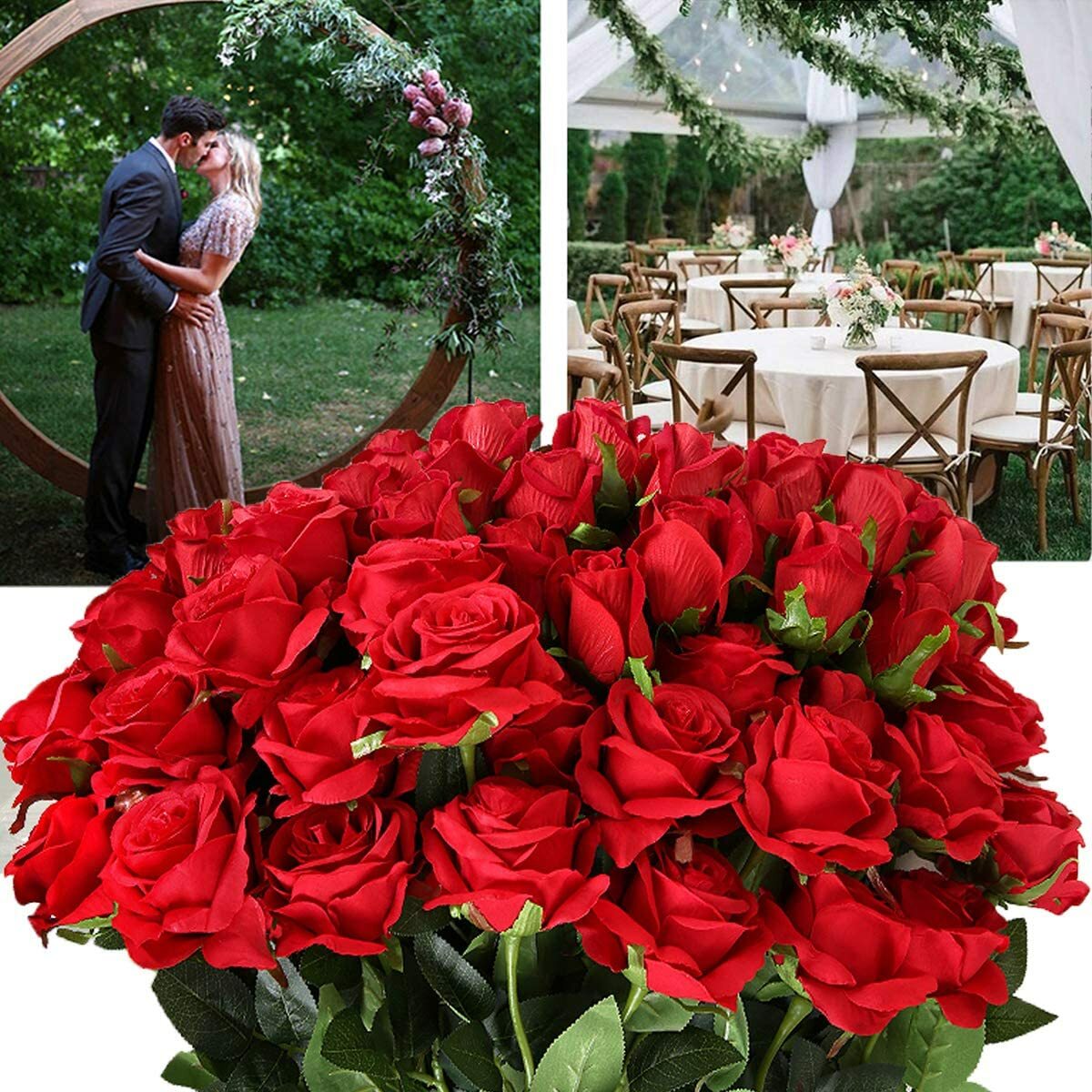 10Pcs Artificial Silk Roses Flowers Realistic Bouquet Home Romantic Girl Gift US gallery