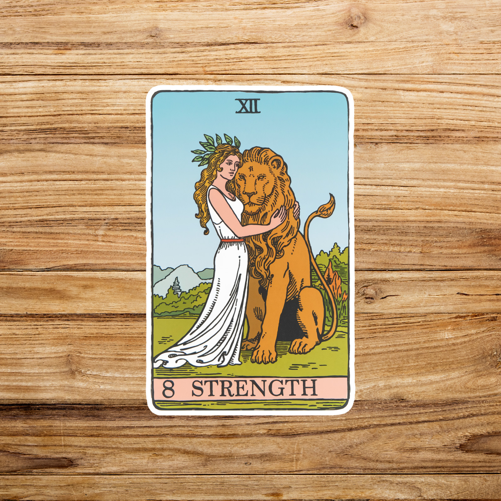Strength Tarot Card Sticker - Goddess and Lion Spiritual Decal #2237 gallery