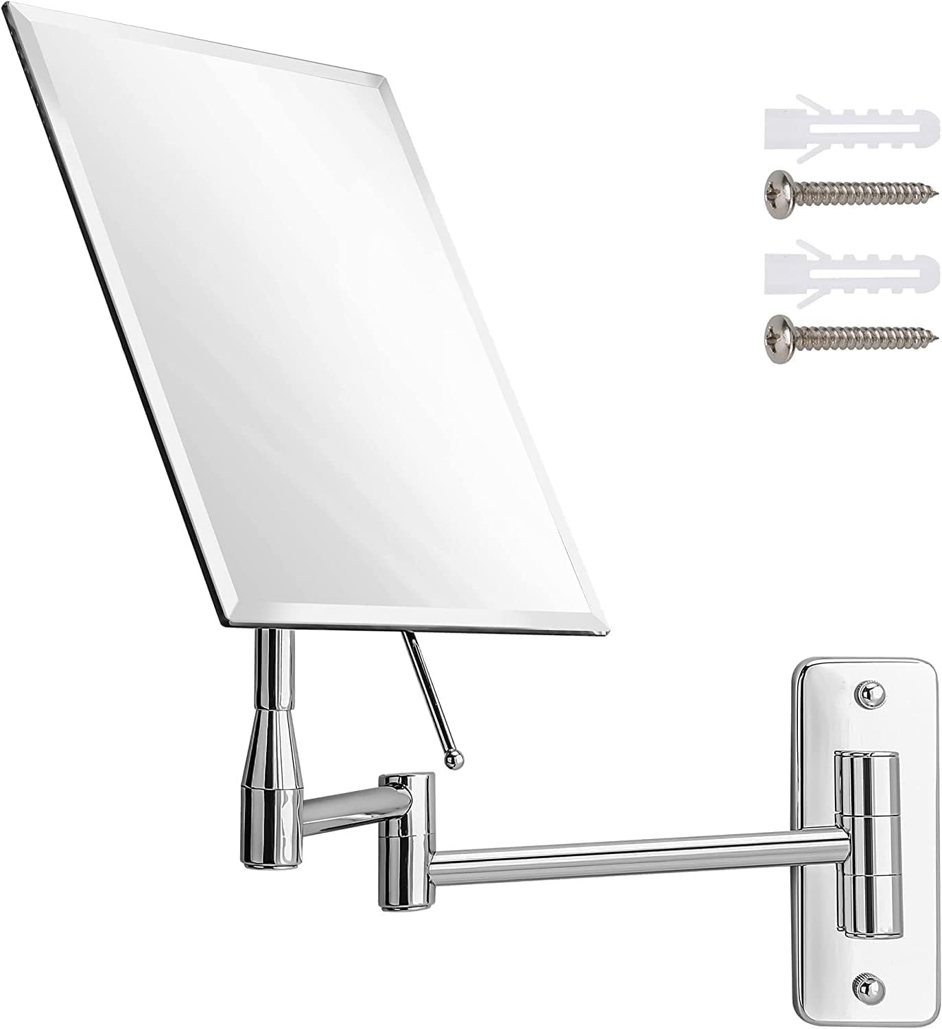Frameless wall-mounted mirror for bathroom with extended swivel function gallery