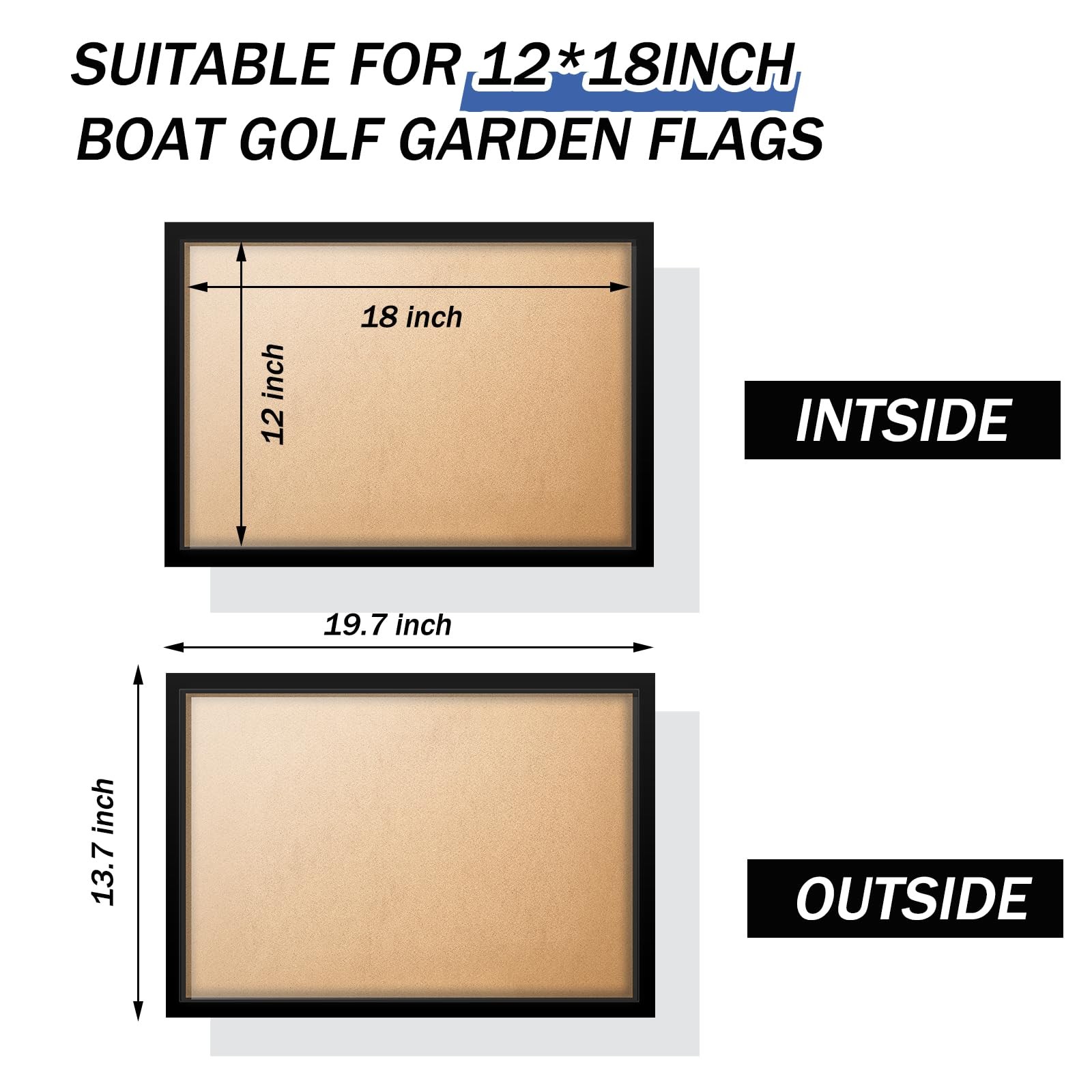 Compact Black Golf Flag Frames - 2 Pack for 12'' x 18'' Flags, 19.7'' x 13.7 gallery