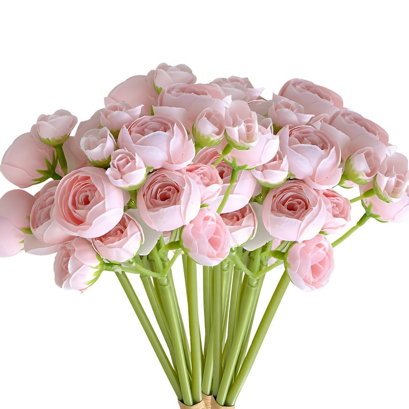 36Pcs Ranunculus Artificial Flowers Mini Cream Fake Flowers for Wedding Bouquet gallery