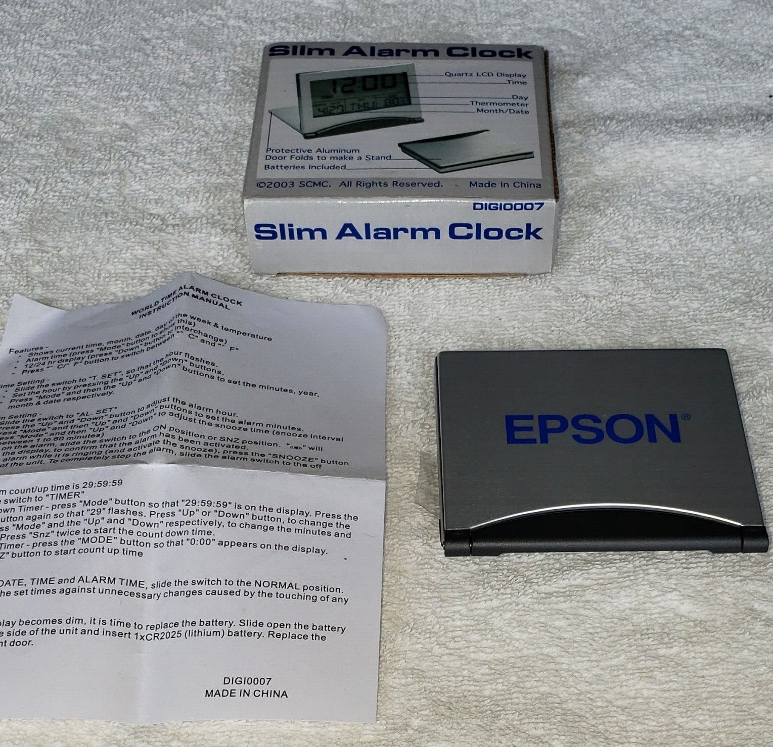 EPSON, TRAVEL CLOCK, SLIM, COMPACT SIZE MULTIFUNCTION DIGITAL ALARM CLOCK, NEW gallery