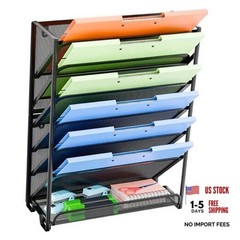 Wall File Organizer, Mesh 7-Tier Vertical Hanging File Holder, Black 1 Pack