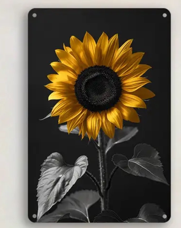 Floral Metal Wall Decor -Rustic Sunflower- NEW- 8x12-Weather Proof- gallery