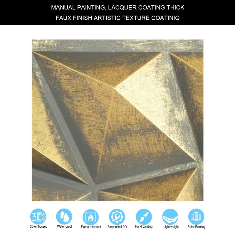 Faux Tin Ceiling Tile Plastic Wall Panel Modern design PLM101 Ancient gold 10Pcs gallery