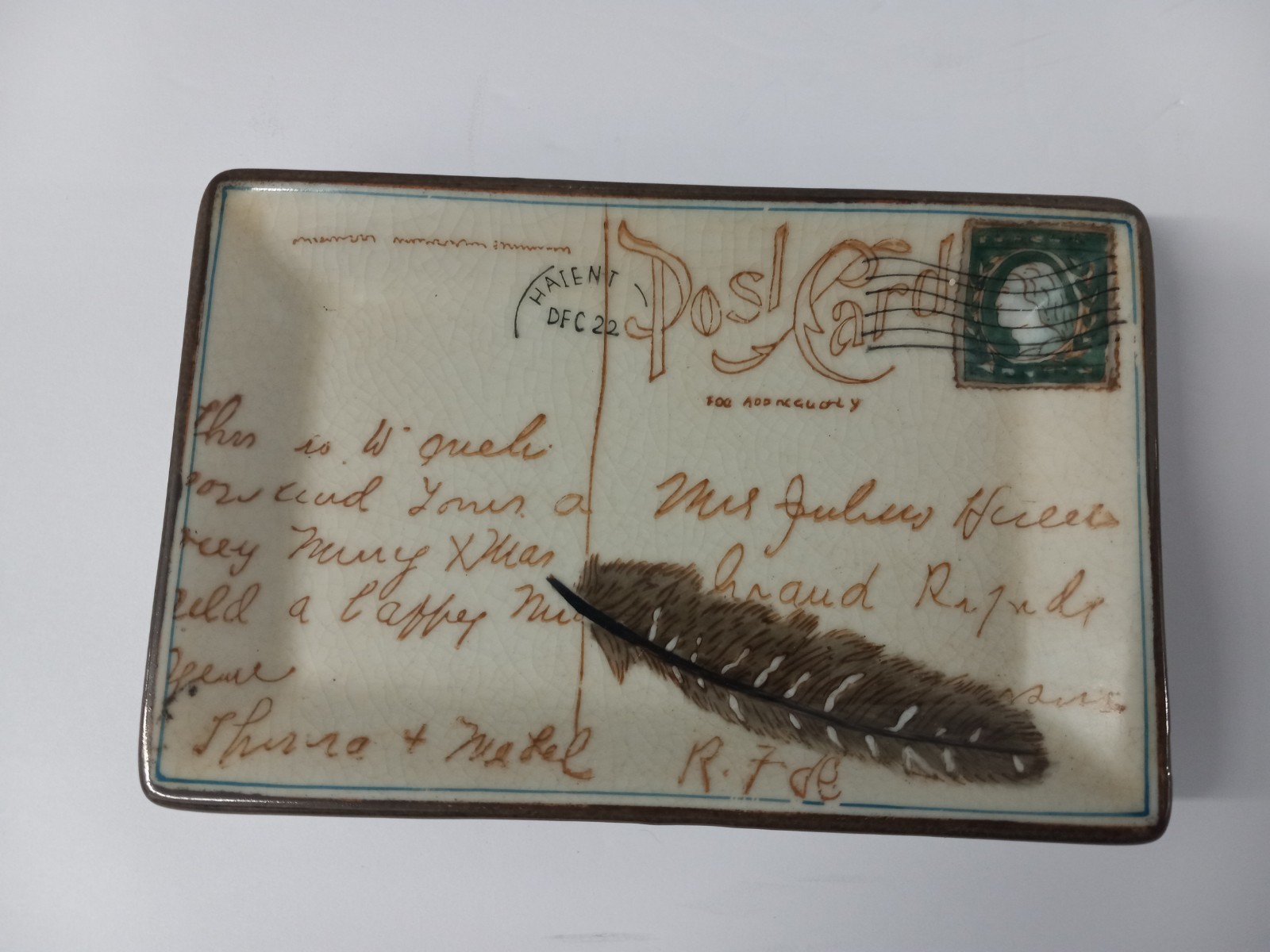 Homart Postage Card Rectagular Dish Feather gallery