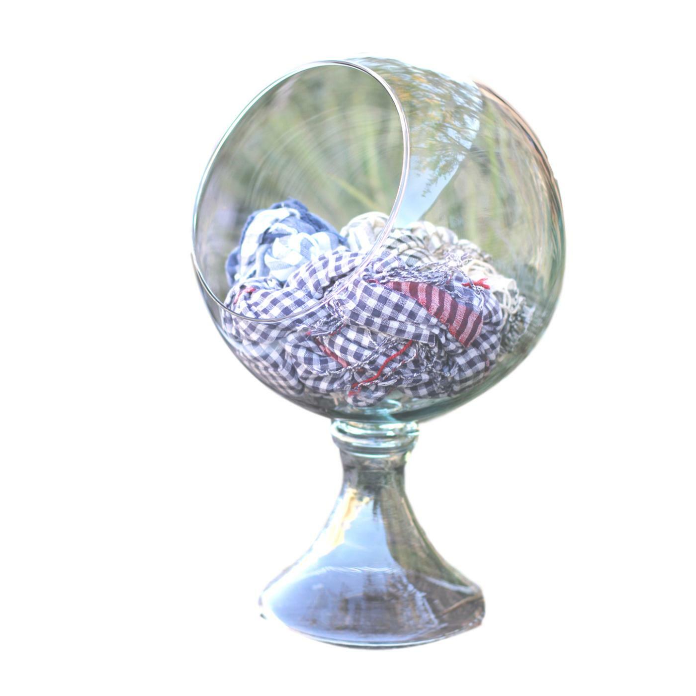Round General Store Tilted Glass Display Globe Pedestal Candy Storage Bowl gallery