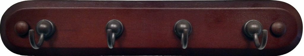 Spectrum Diversified 4 Hook Key Rack - Walnut Wood/Bronze - 2 Count gallery