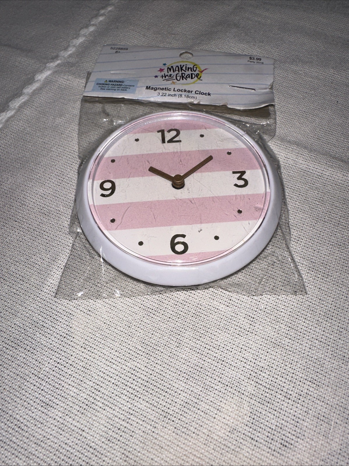 Making The Grade Magnetic Locker Clock Pink Striped Clock gallery