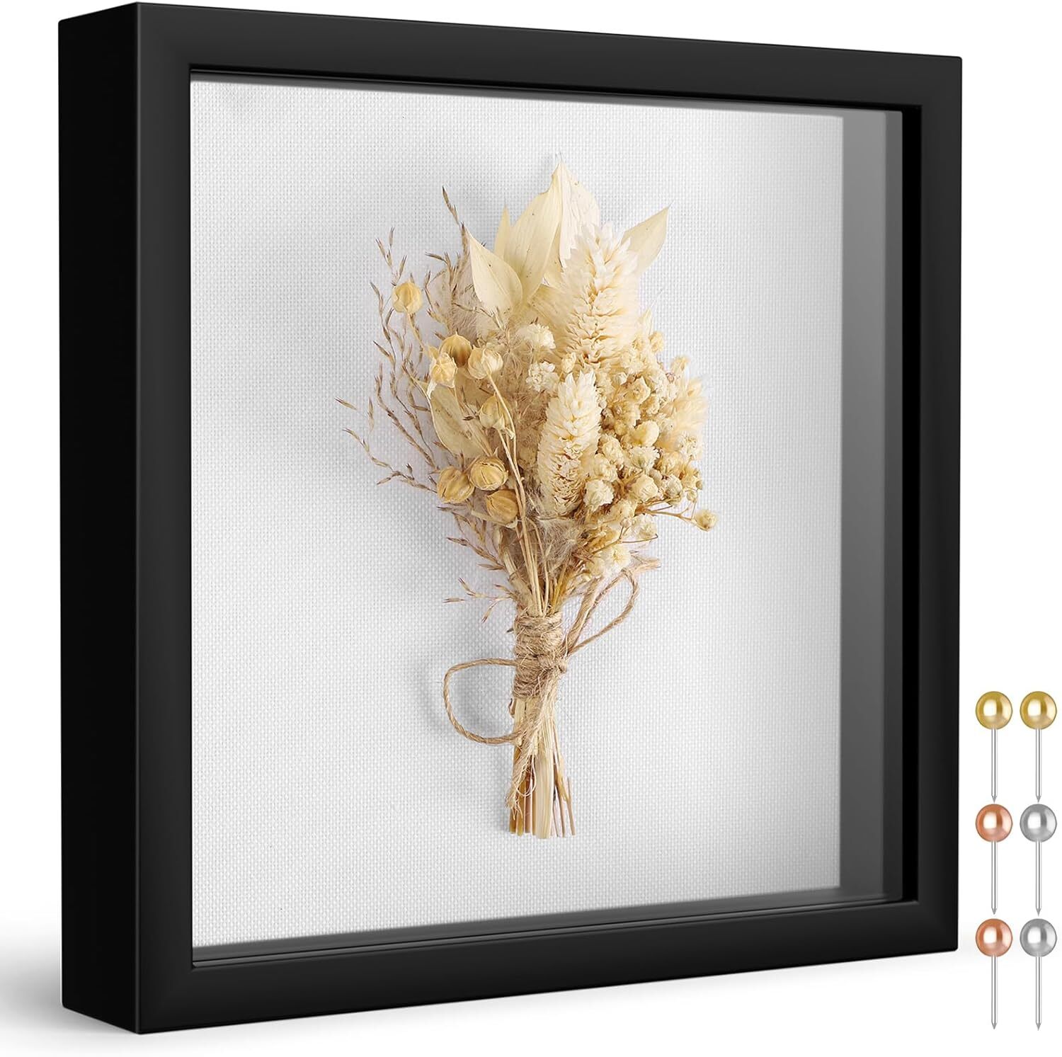 Califortree 8x8 Shadow Box Frame with Soft Linen Back 8x8, Black - Foam gallery
