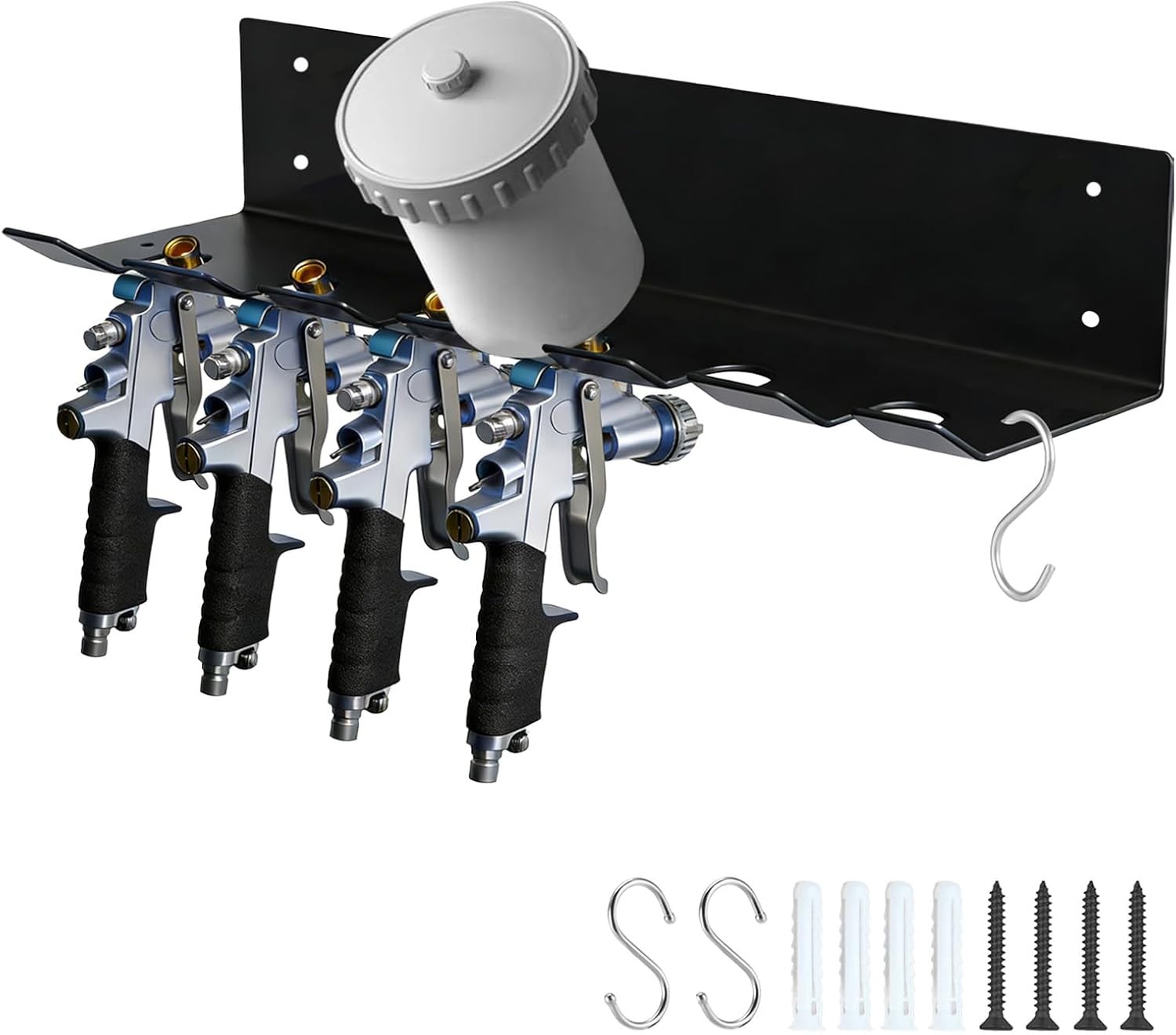 Multiple Spray Paint Gun Holder with 2 S-Hooks Spray Gun Rack Wall Mount Holds gallery