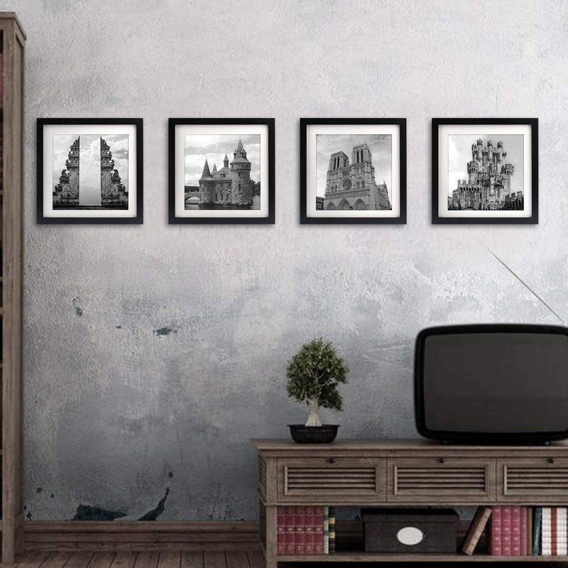 10x10 Black Picture Frames Square Classic Natural Wood 4 Pack for Wall Mounti... gallery