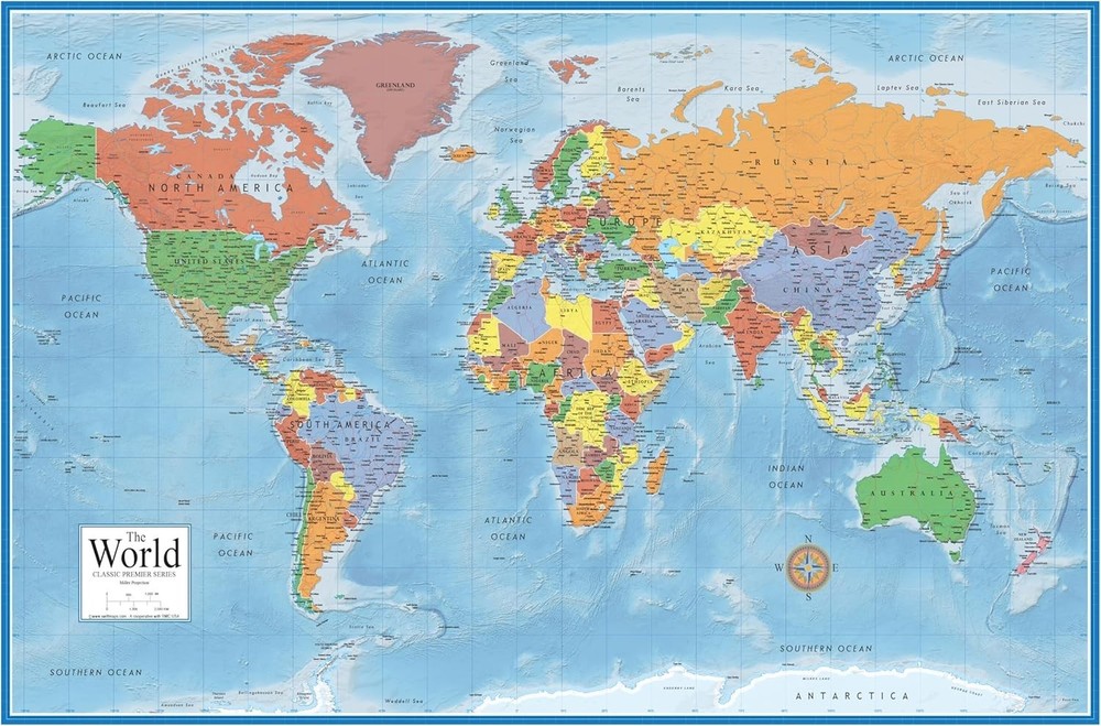 Current 24x36 Folded World Map Poster – Ideal for Business & Study