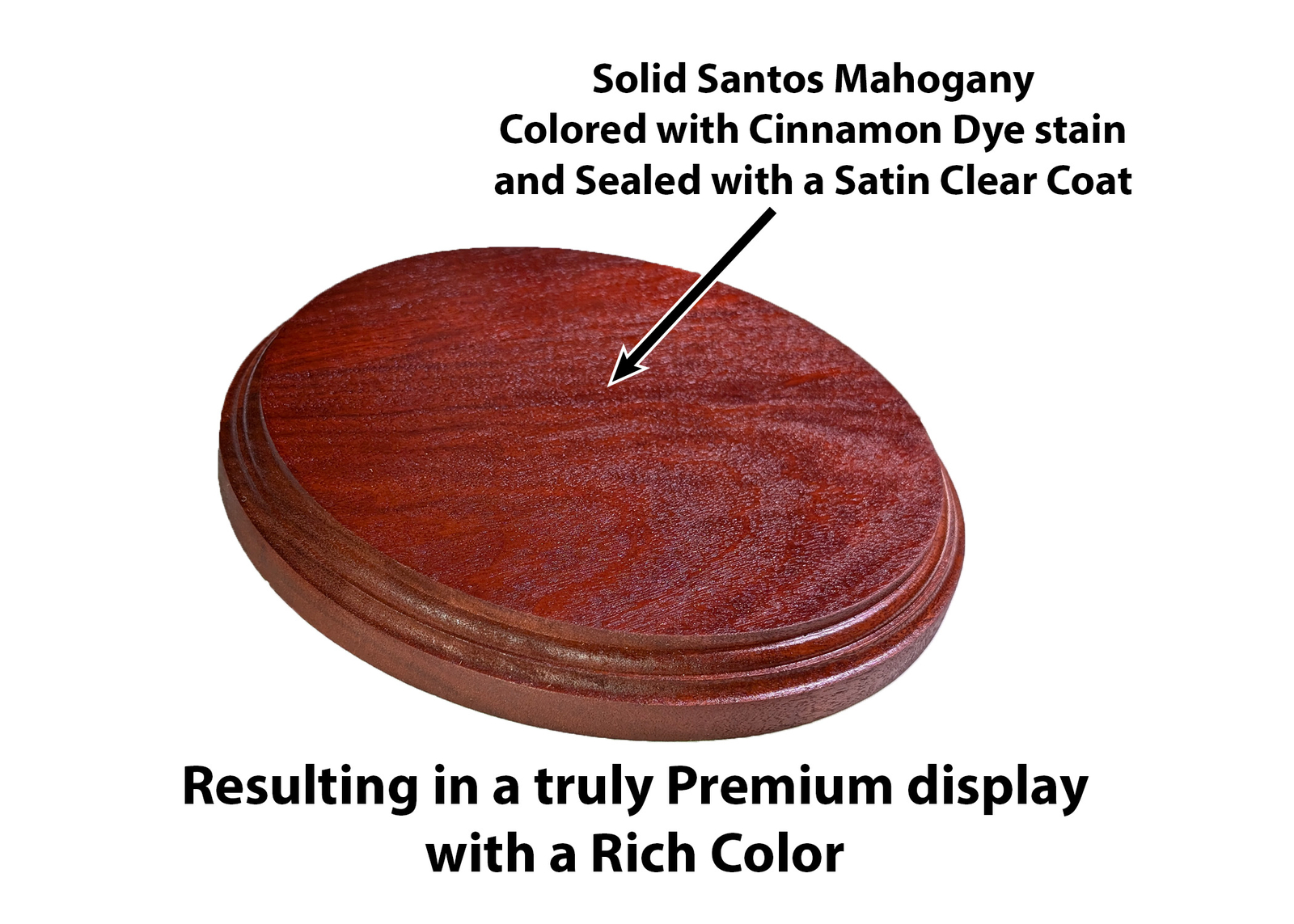 Round Display Base, Cinnamon Dyed Solid Santos Mahogany, 7/8 in thick gallery