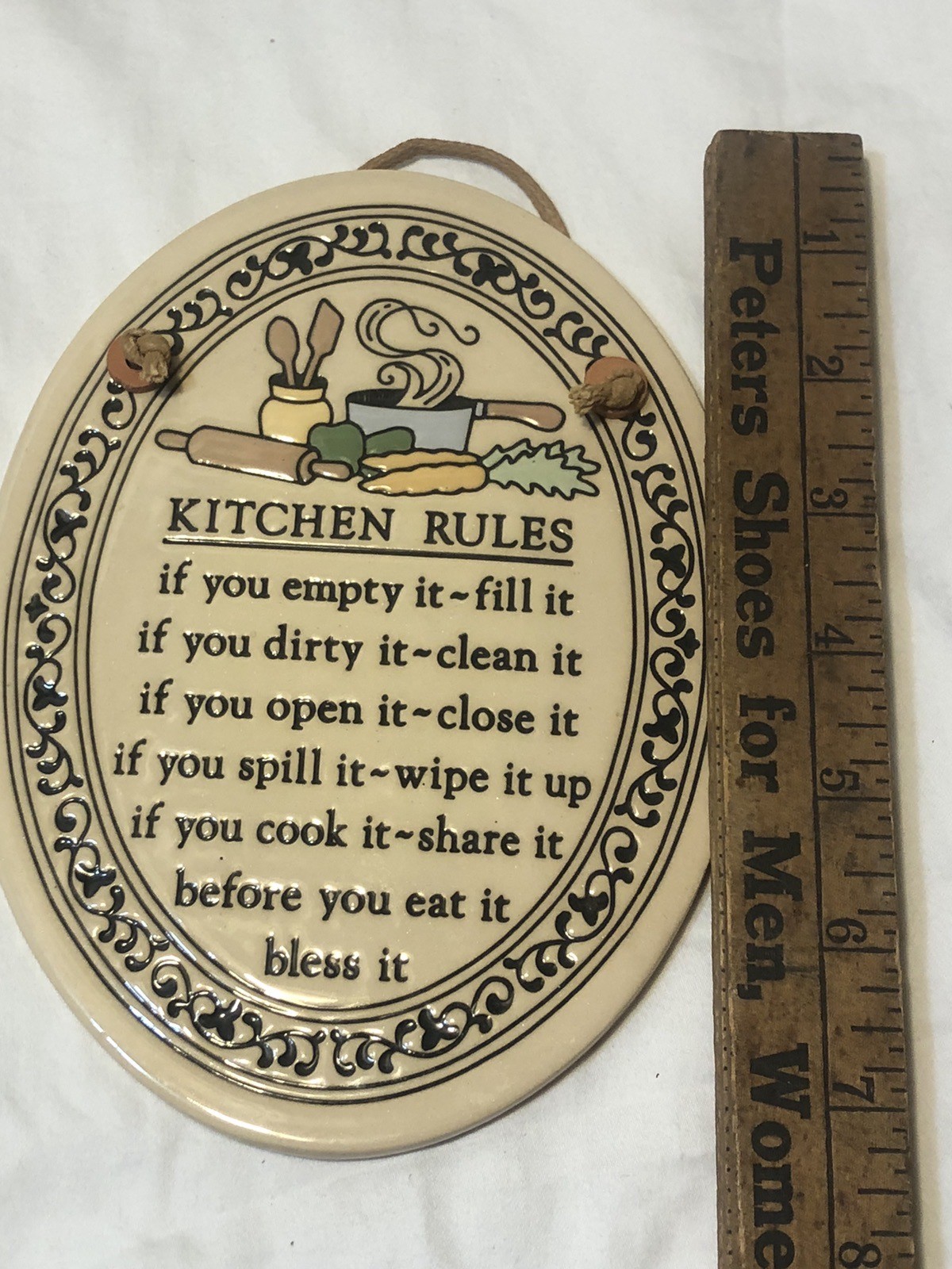 Trinity Pottery Plaque “House Rules” with Hanger 7" GUC gallery