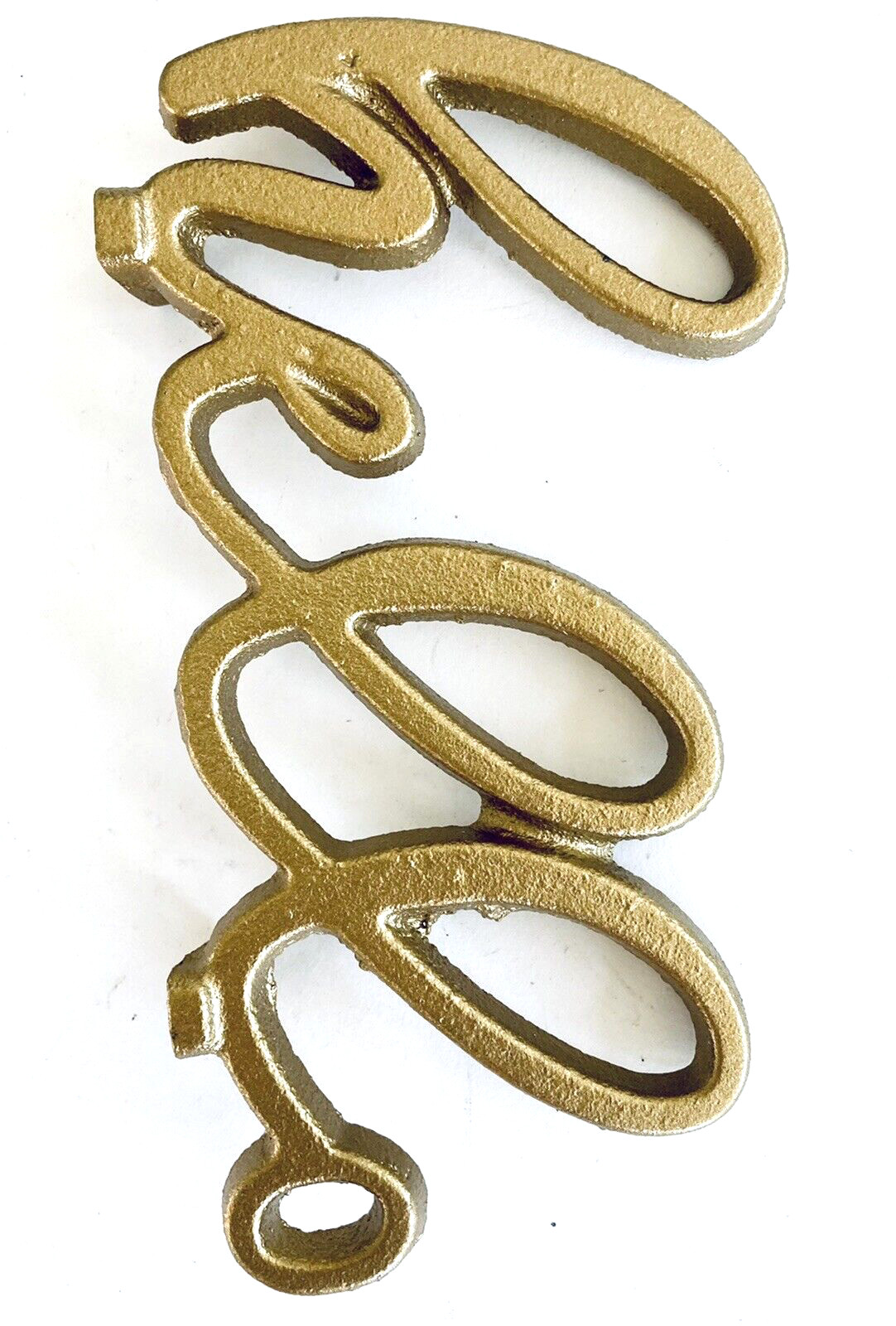 Gold Iron Hello 6" Script Handwriting Font Word Desk Sign Paperweight Cubicle Hi gallery