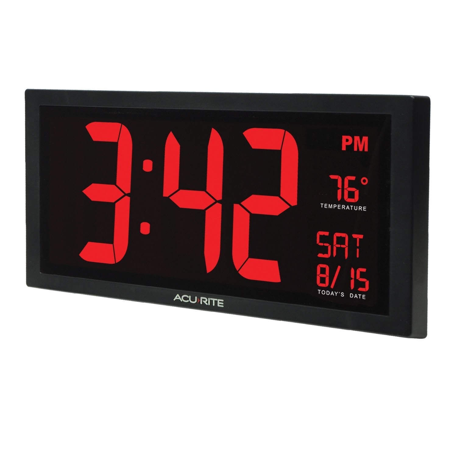 AcuRite Large Digital LED Oversized Wall Clock with Date, Temperature and Fol... gallery
