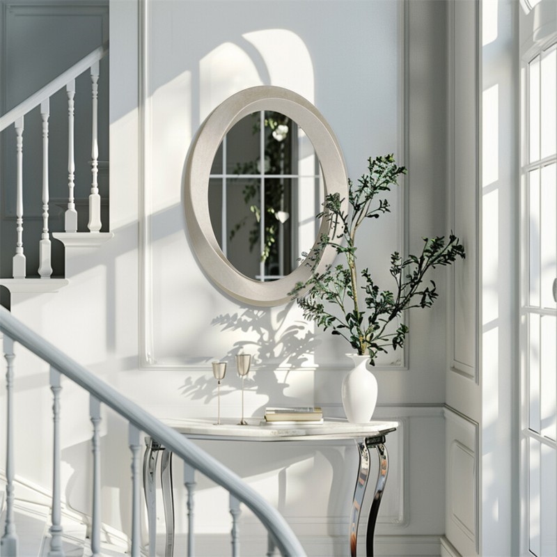 Chic Oval Baroque Gold Frame Wall Mirror Decorative Accent Mirror w Beveled Edge gallery