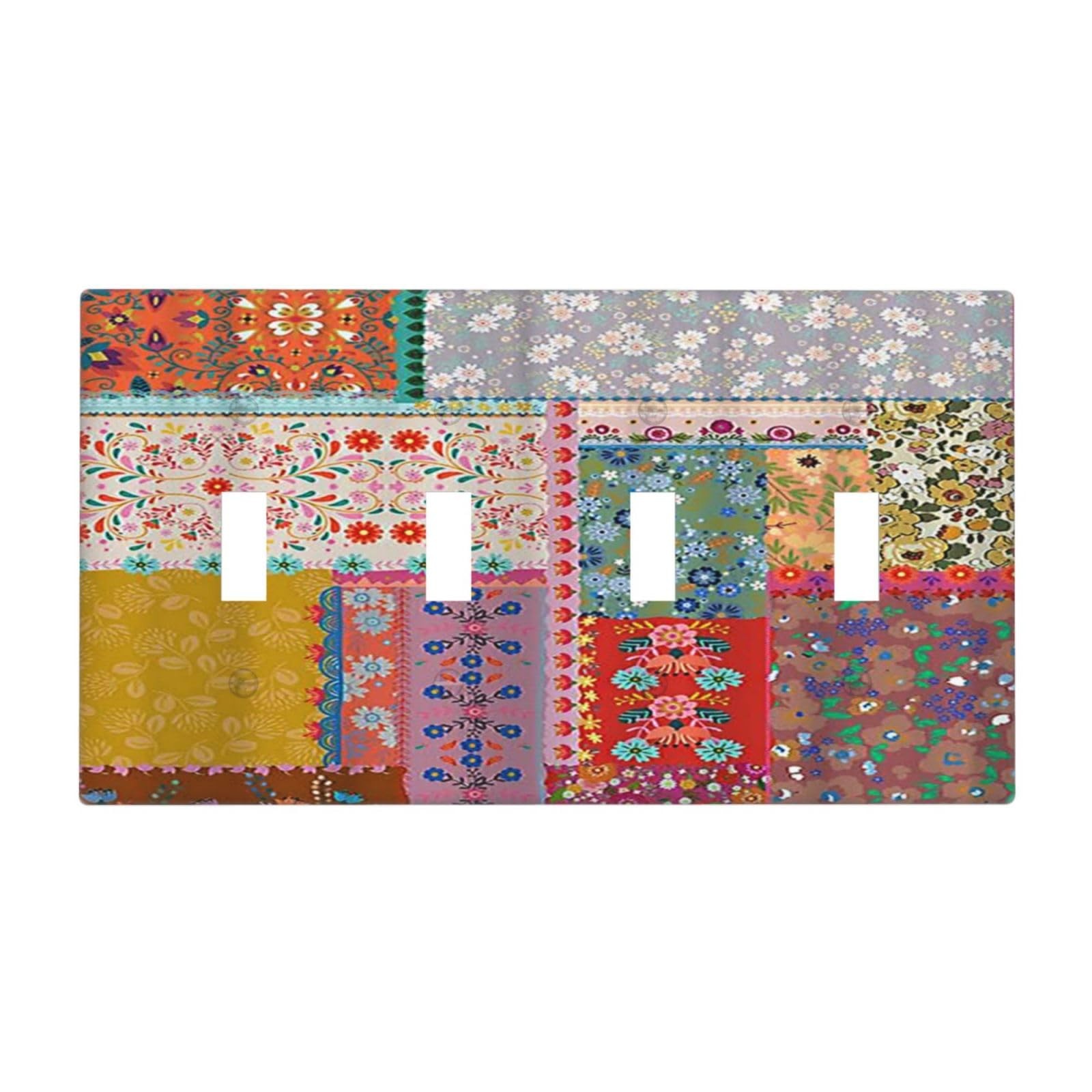 Wpshijia Light Switch Cover Boho Patchwork Bohemian Stitching Colorful Floral 4 gallery