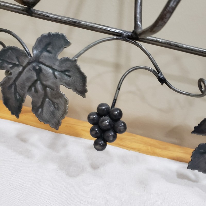 Plate Rack Wall Display Picture Frame Holder 38" Gray Metal Grapevine Scroll gallery