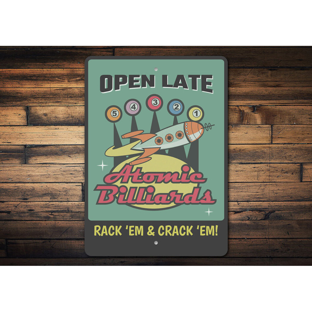 Atomic Billiards Metal Sign gallery