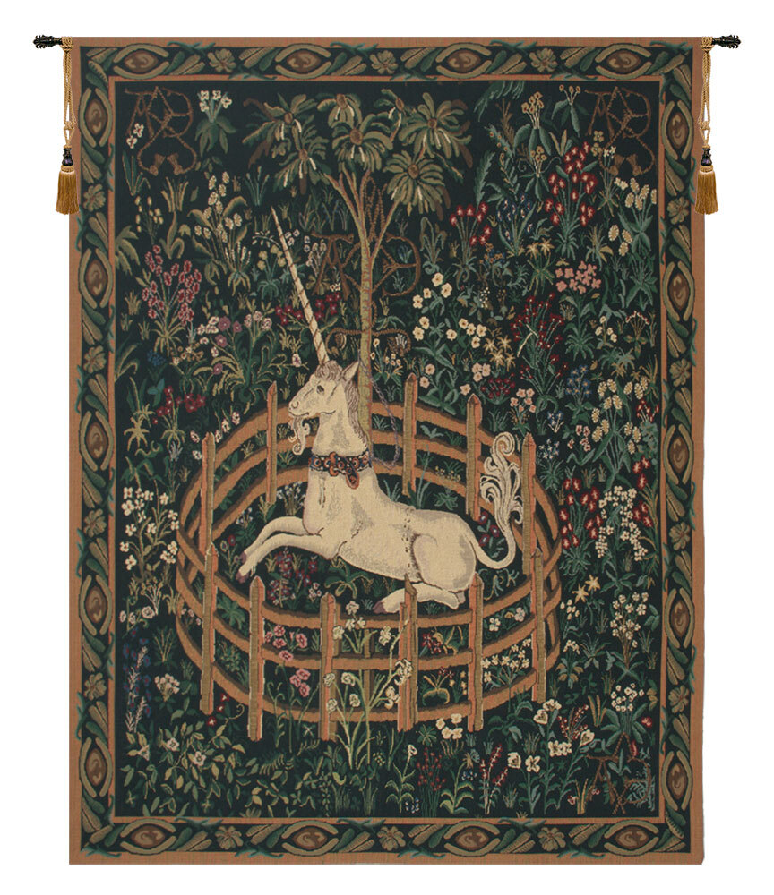 Unicorn In Captivity (With Border) Belgian Woven Tapestry Wall Art Hanging gallery