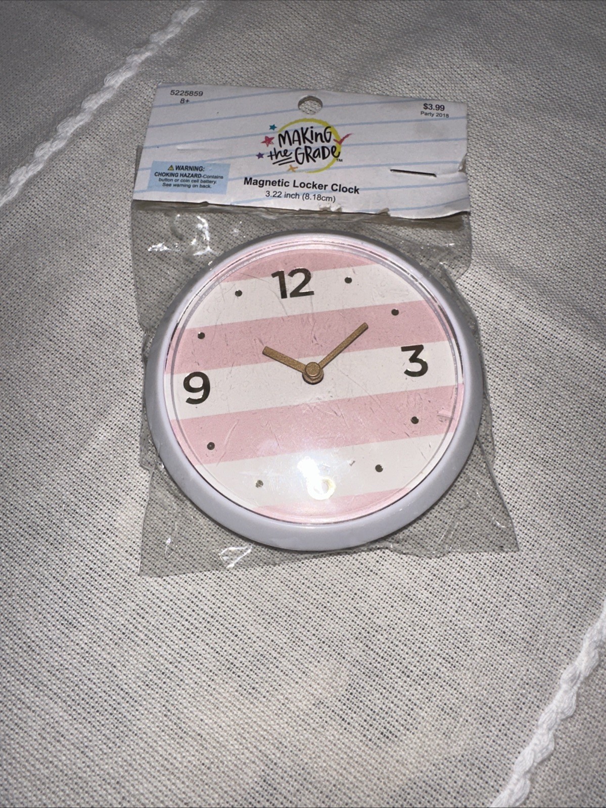 Making The Grade Magnetic Locker Clock Pink Striped Clock gallery