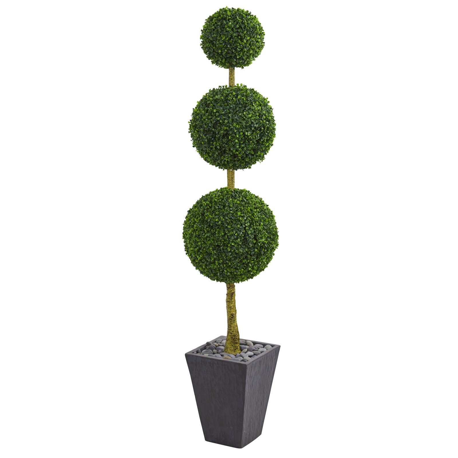 6’ Artificial Boxwood Topiary Triple Ball Tree in Planter UV Indoor/Outdoor gallery
