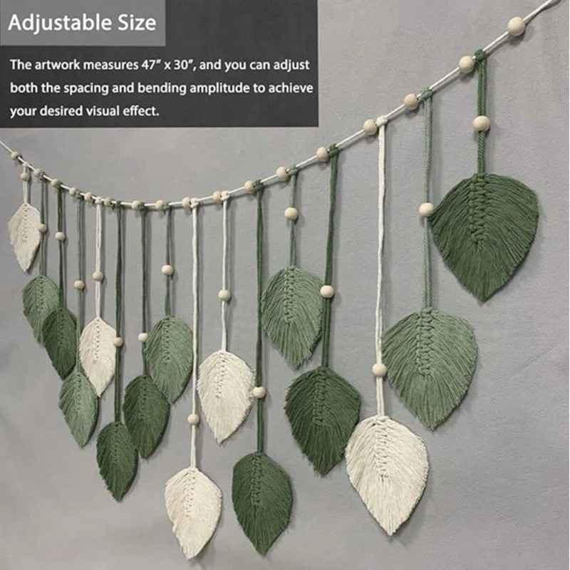 Boho Macrame Leaf Wall Hanging Rustic Chic Decor for Bedroom Living Room Gift gallery