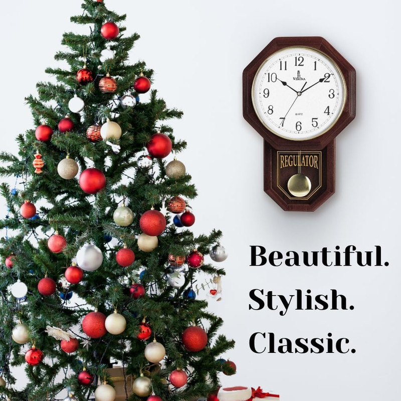 Pendulum Wall Clock - Regulator Clock - Real Wood Schoolhouse Wall Clock with Pe gallery