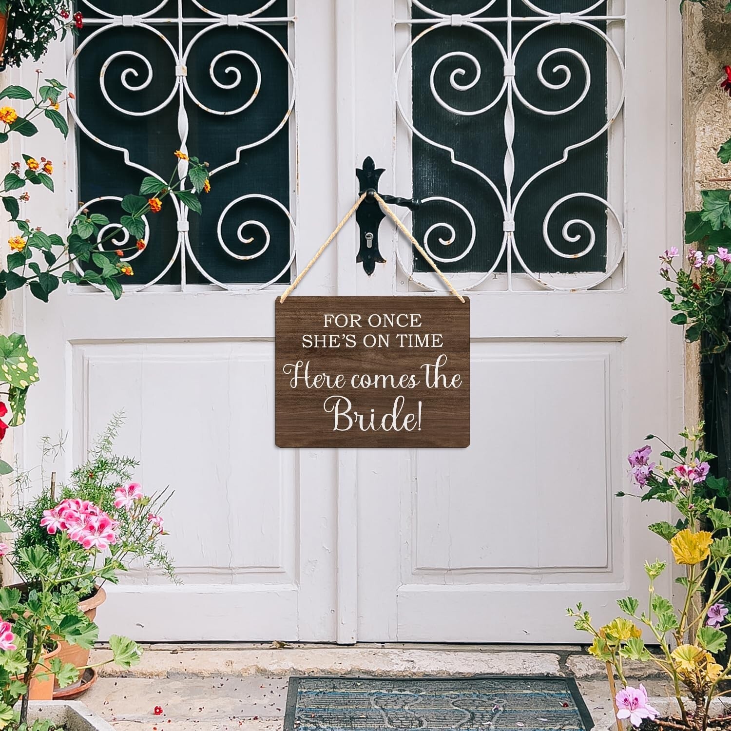 Ryeolo Rustic Wedding Sign - Here Comes the Bride Wood Hanging Signs, Decorat... gallery