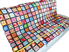Handmade Granny Square Double Crochet Afghan Blanket 65″ x 44″ Warm