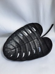 Monstera Leaf Black Metal Hammered Detailed Bowl Home Decor 10″