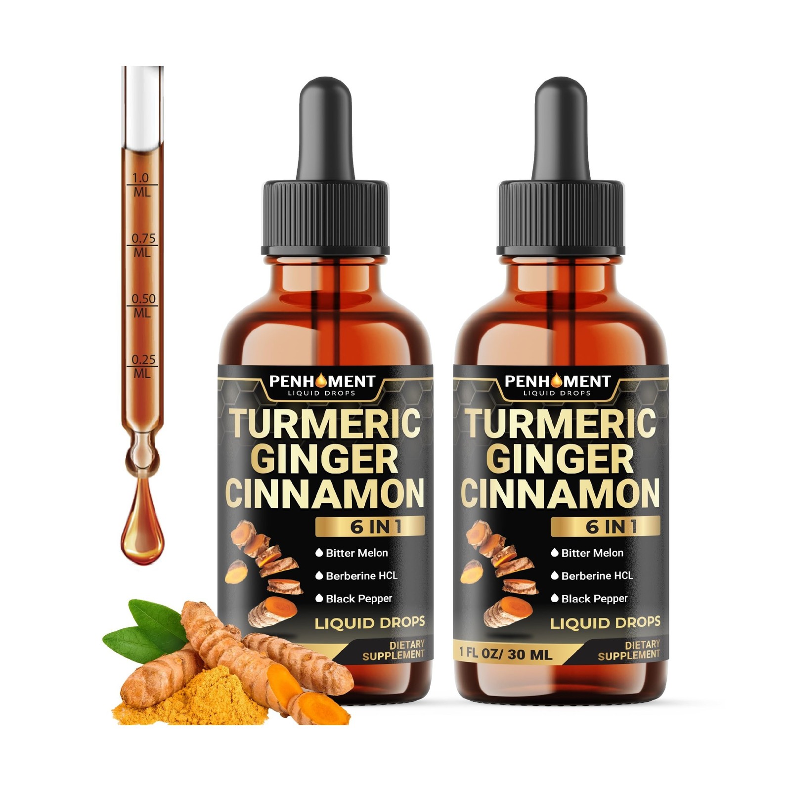 6in1 Liquid Turmeric Curcumin with Ginger, Berberine, Ceylon Cinnamon, Bitter... gallery