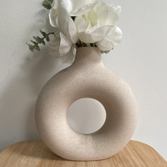 H&M Modern Round Beige Ceramic Table Vase