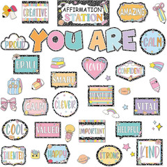 43PCS Composition Notebook Affirmation Station Bulletin Board Set Positive Bulle