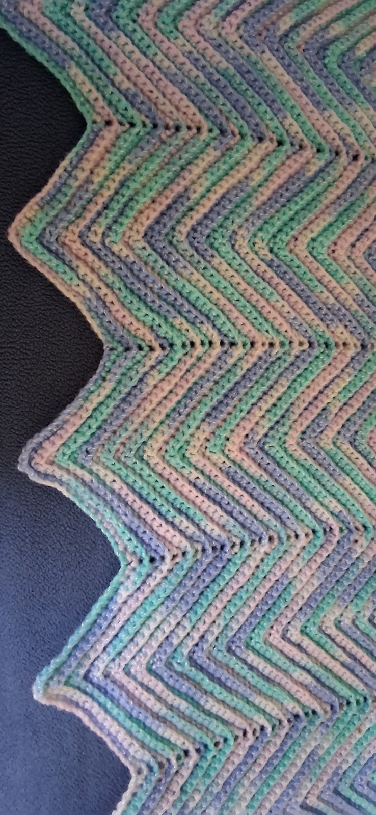 Handmade Crochet Throw Multicolor Ripple Afghan Blanket 36x38 in gallery