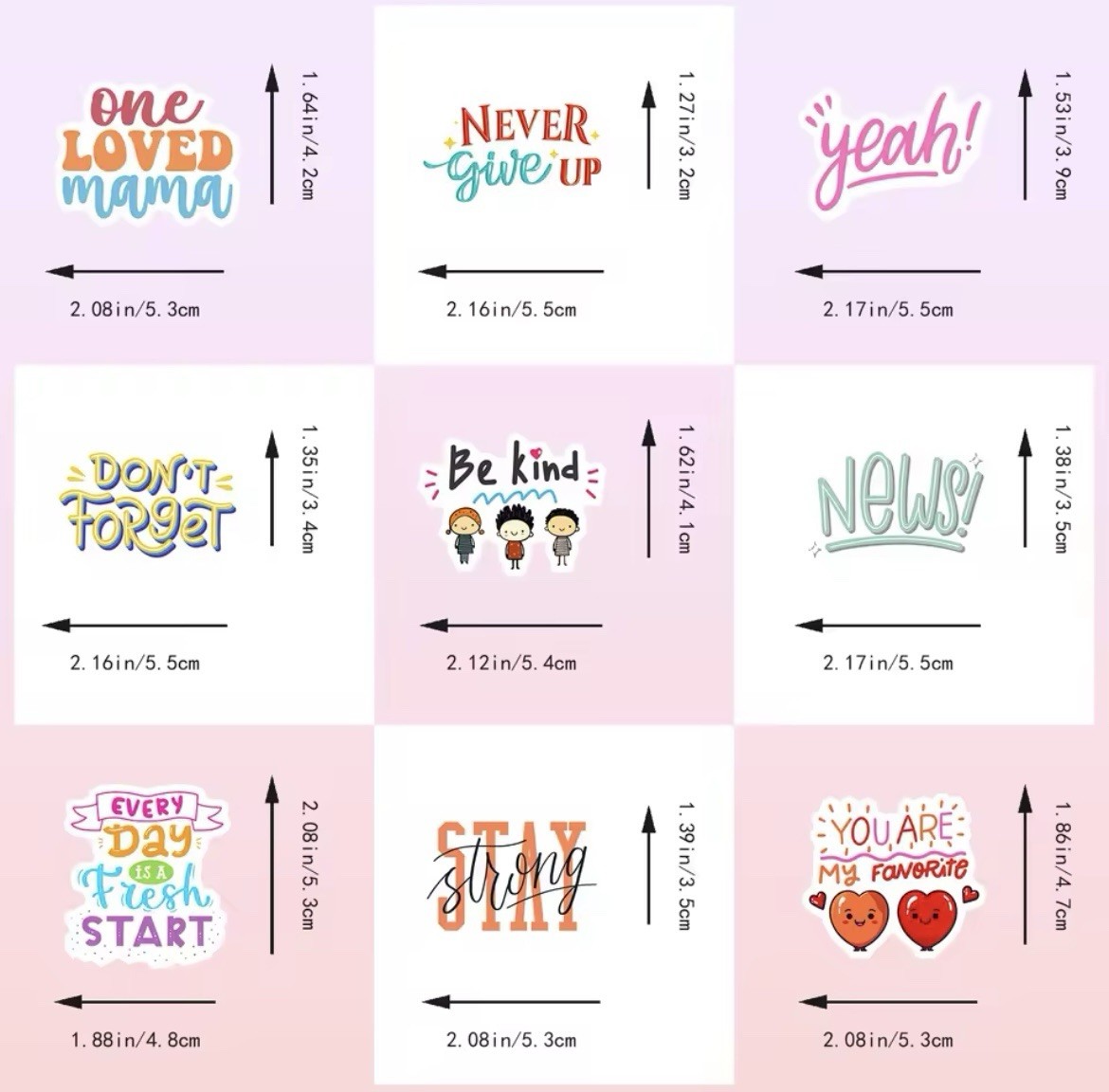 Kind Affirmative Style Stickers 50pc Fun Words And Phrase Stickers FREE SHIPPING gallery