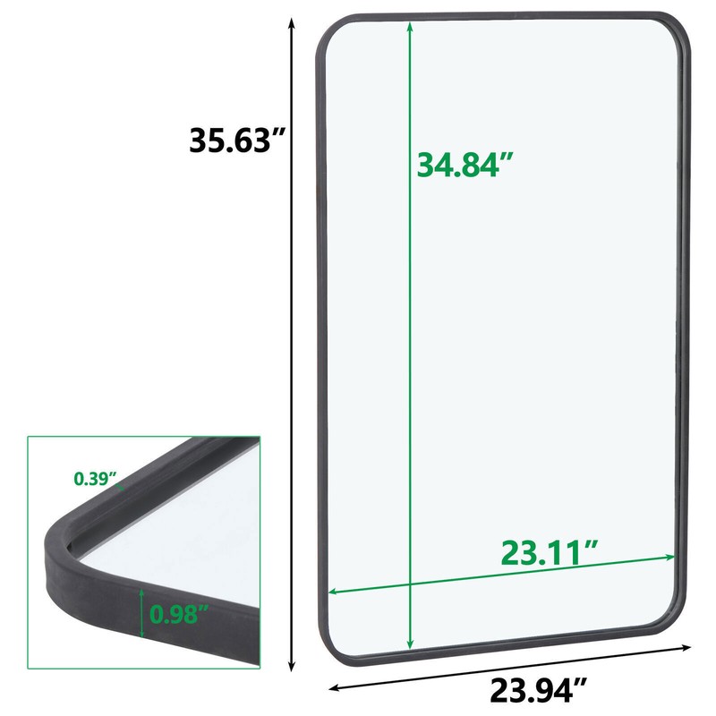 2PCS Black Rectangular Wall Mirror For Bathroom Bedroom Livingroom 24" x 36" gallery