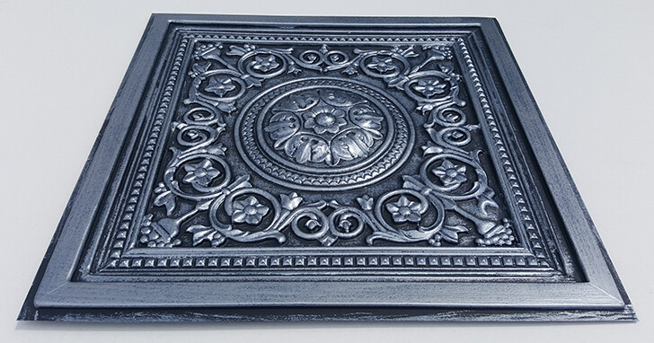 Drop Ceiling Tiles 24" x 24" PVC, MAJESTY Silver Black 40 PCS & 100ft Grid Tape gallery