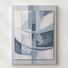 Modern Abstract Canvastranslucent Gray And Blue Curved Forms Wall Art