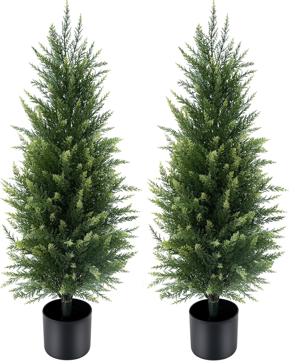 3 ft Artificial Cedar Topiary Trees Set of 2 Front Porch | Compact 3FT, gallery
