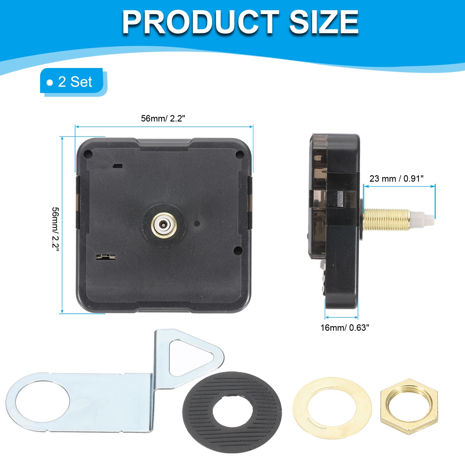 2 Set Clock Mechanism Replacement, Quartz Clock Mechanism Shaft 0.91in with Hook gallery