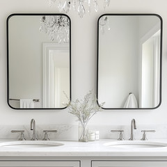 22×30 Matte Black Bathroom Mirrors Set of 2, Rustproof Metal Frame