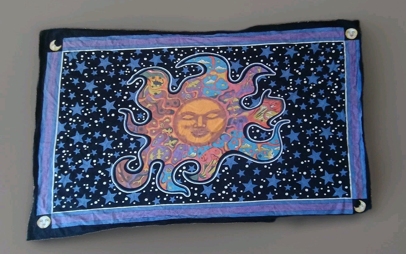 Sun Celestial Star Psychedelic Black Colorful Mystic Cotton Wall Art Fabric Dorm gallery