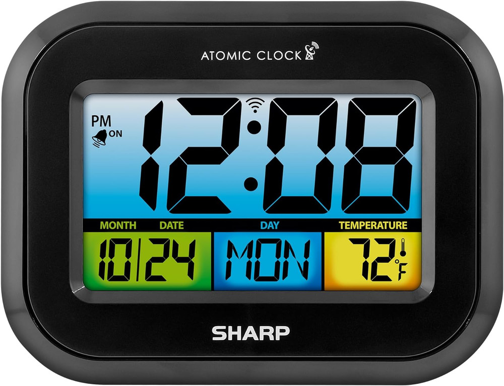 Atomic Digital Alarm Clock, Battery Operated Self-Setting Digital Wall Or