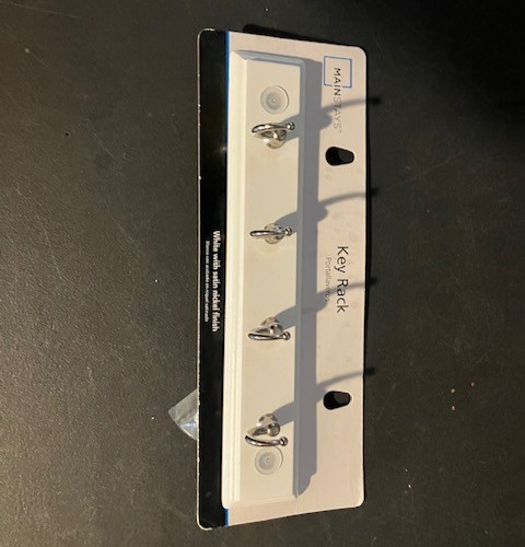 Mainstays Key Rack Featuring A White Wooden Base W/ Four Nickel Hooks gallery